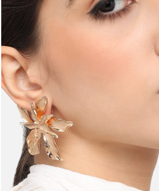 Gold Plated Floral Studs Earrings